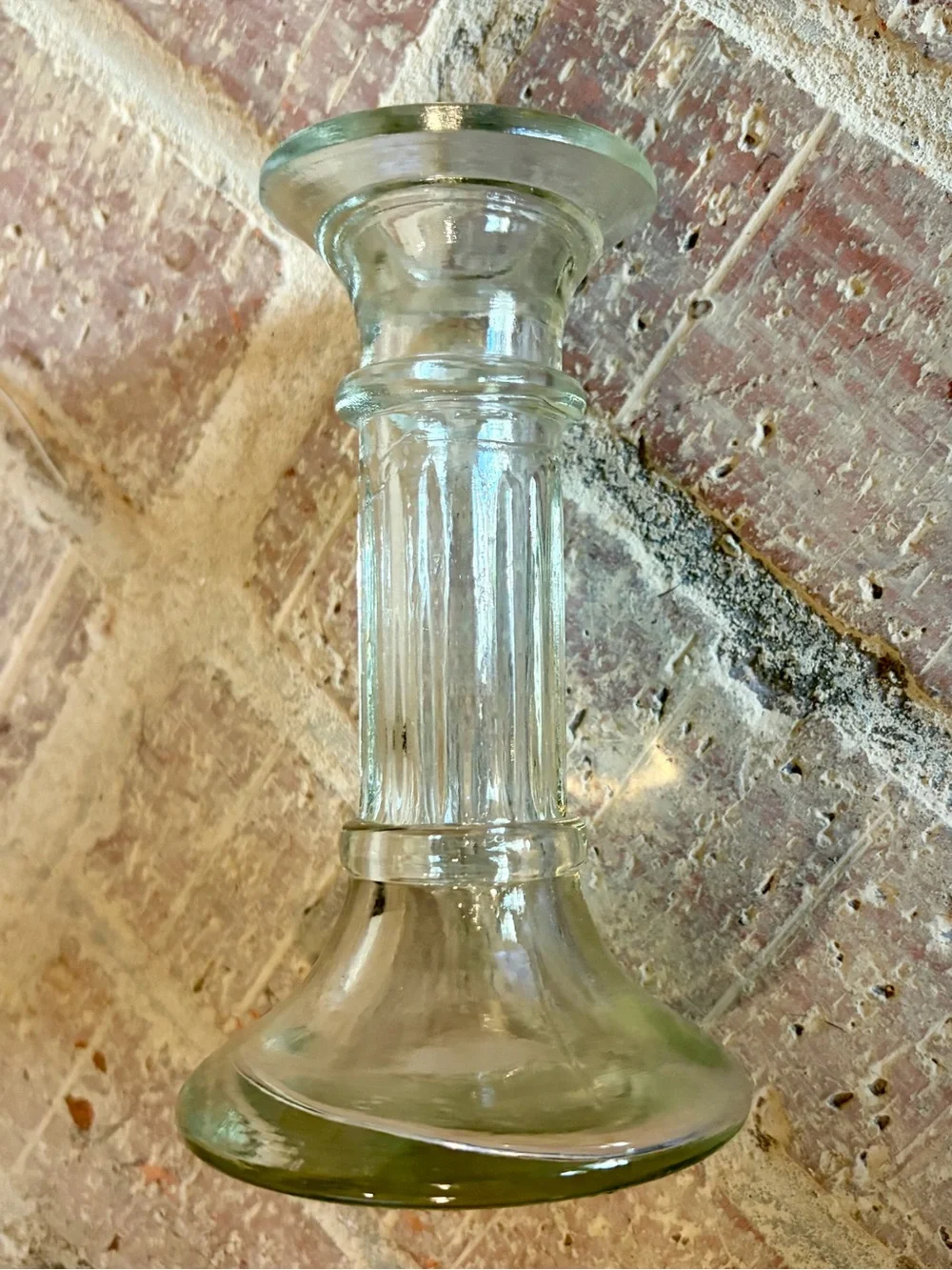 Set of 2, Vintage Clear Glass Candlestick Holders or Bud Vase, 5.5 inches